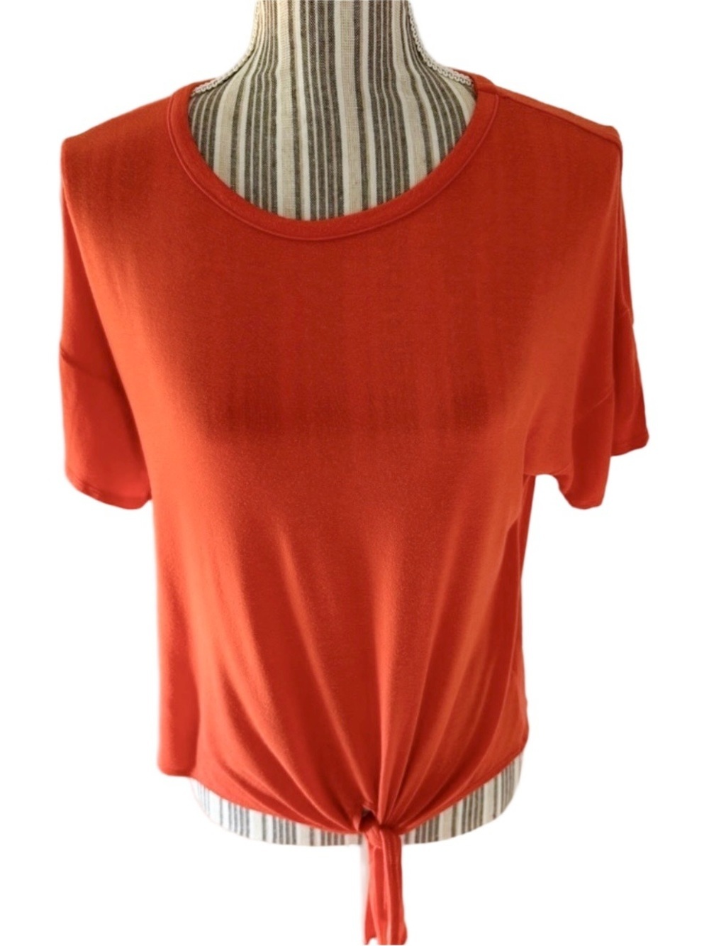 Kim & Cami Orange Crop Tie Front Tee
